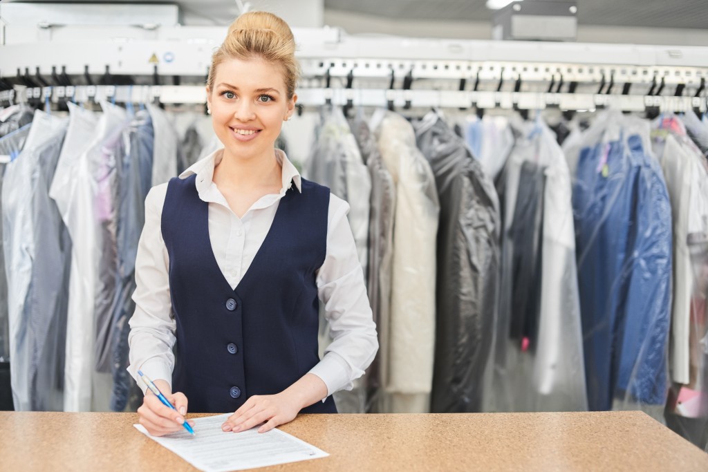 Woman in laundry services
