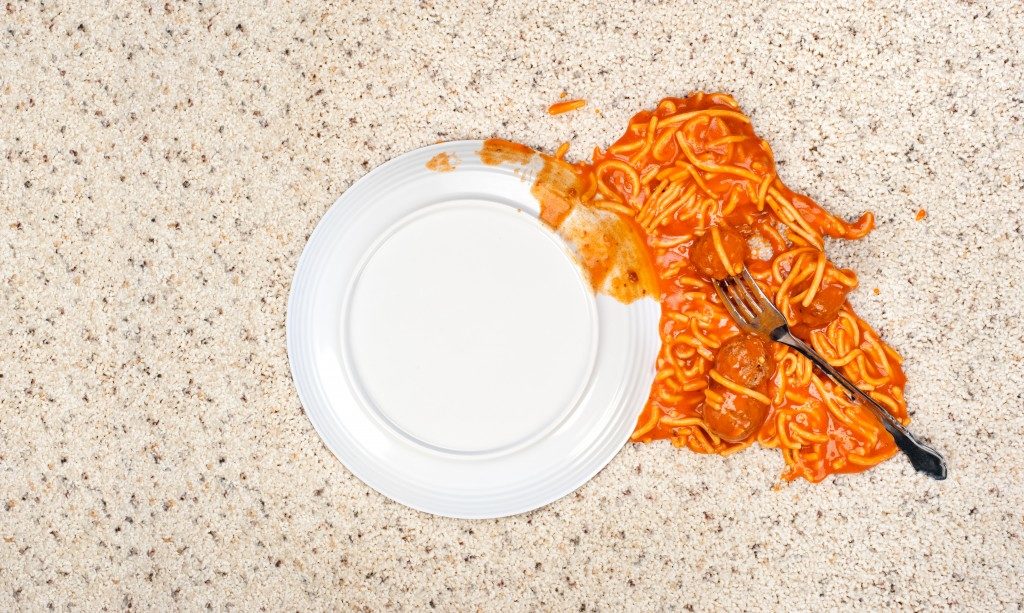 spilled spaghetti