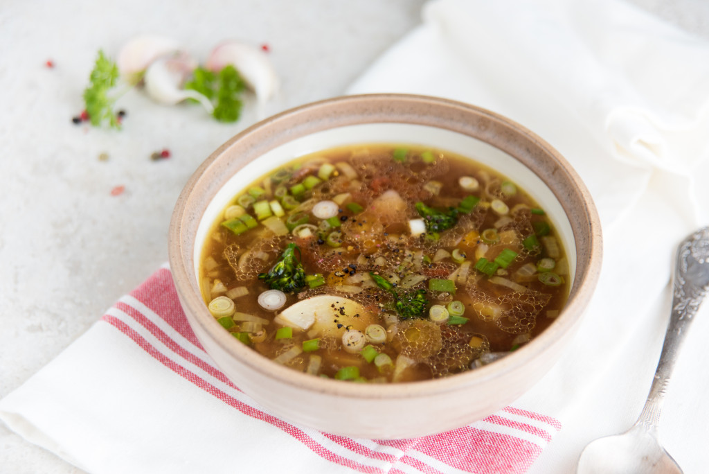 Freshly Made Soup with Beef, Vegetables, and Bone Broth as Base