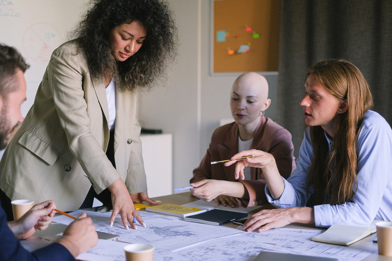 employees having a meeting