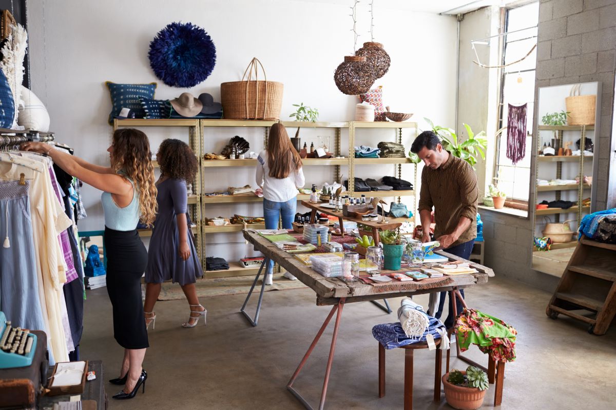 group of employees working at a store