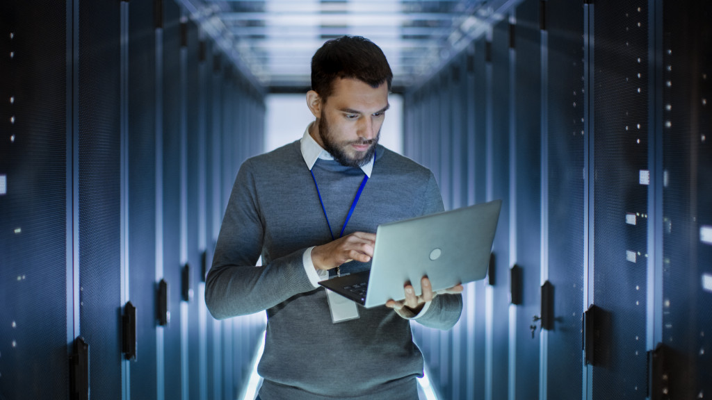 man working on laptop