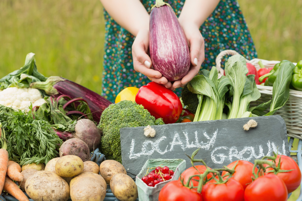 Vegetables that are locally grown being sold in a farmers market